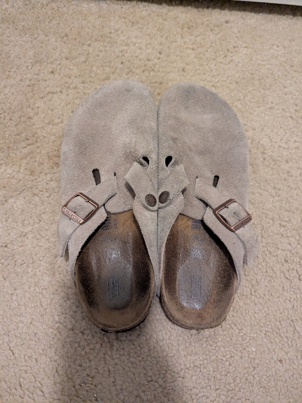 Birkenstock Boston Soft Footbed Taupe Suede Clogs Size 40